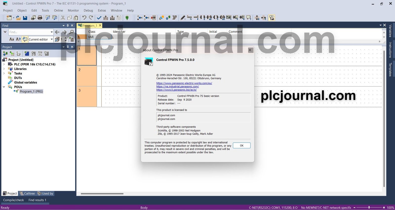 FPWIN Pro V7.1 and V7.5 Panasonic PLC Programming Software