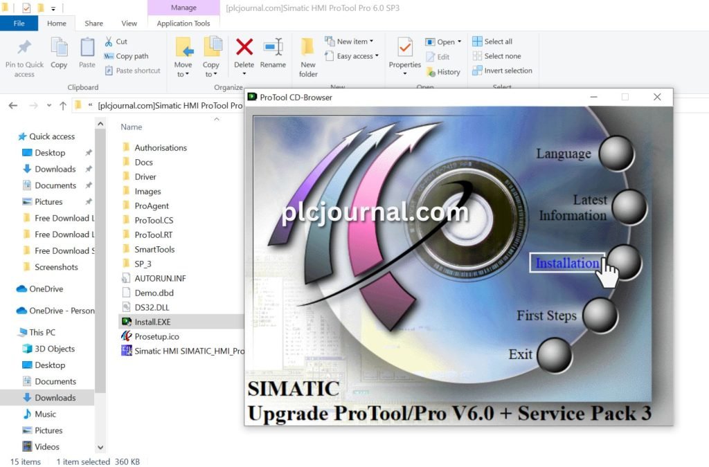 Siemens ProTool software for Windows 7