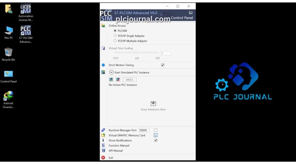 S7 PLCSIM Advanced V6.0 Control Panel