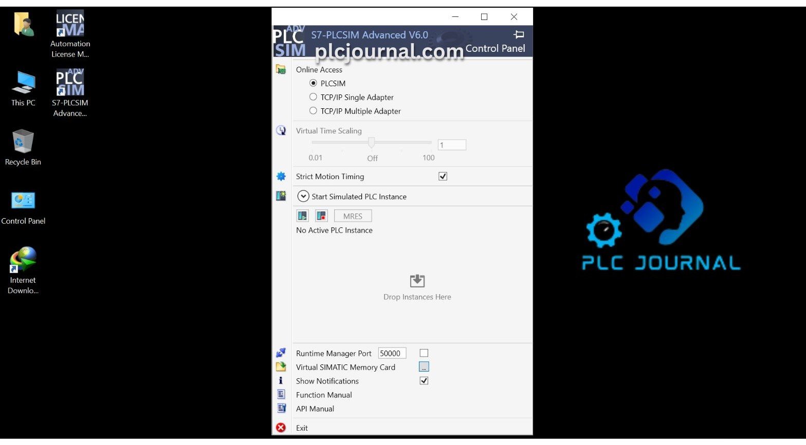 S7 PLCSIM Advanced V6.0 Control Panel
