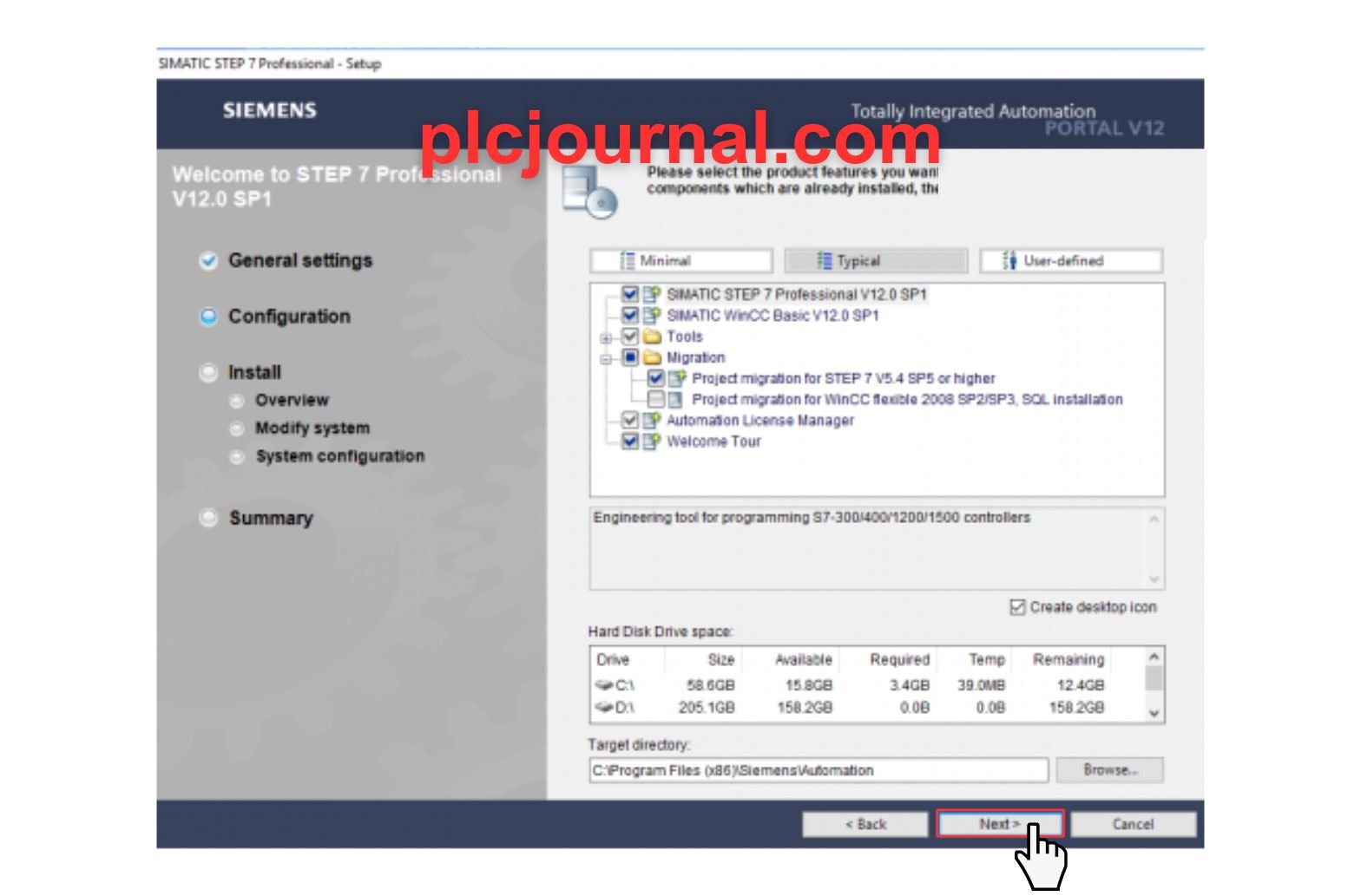 Step-by-step installation of TIA PORTAL V12 software on Windows.