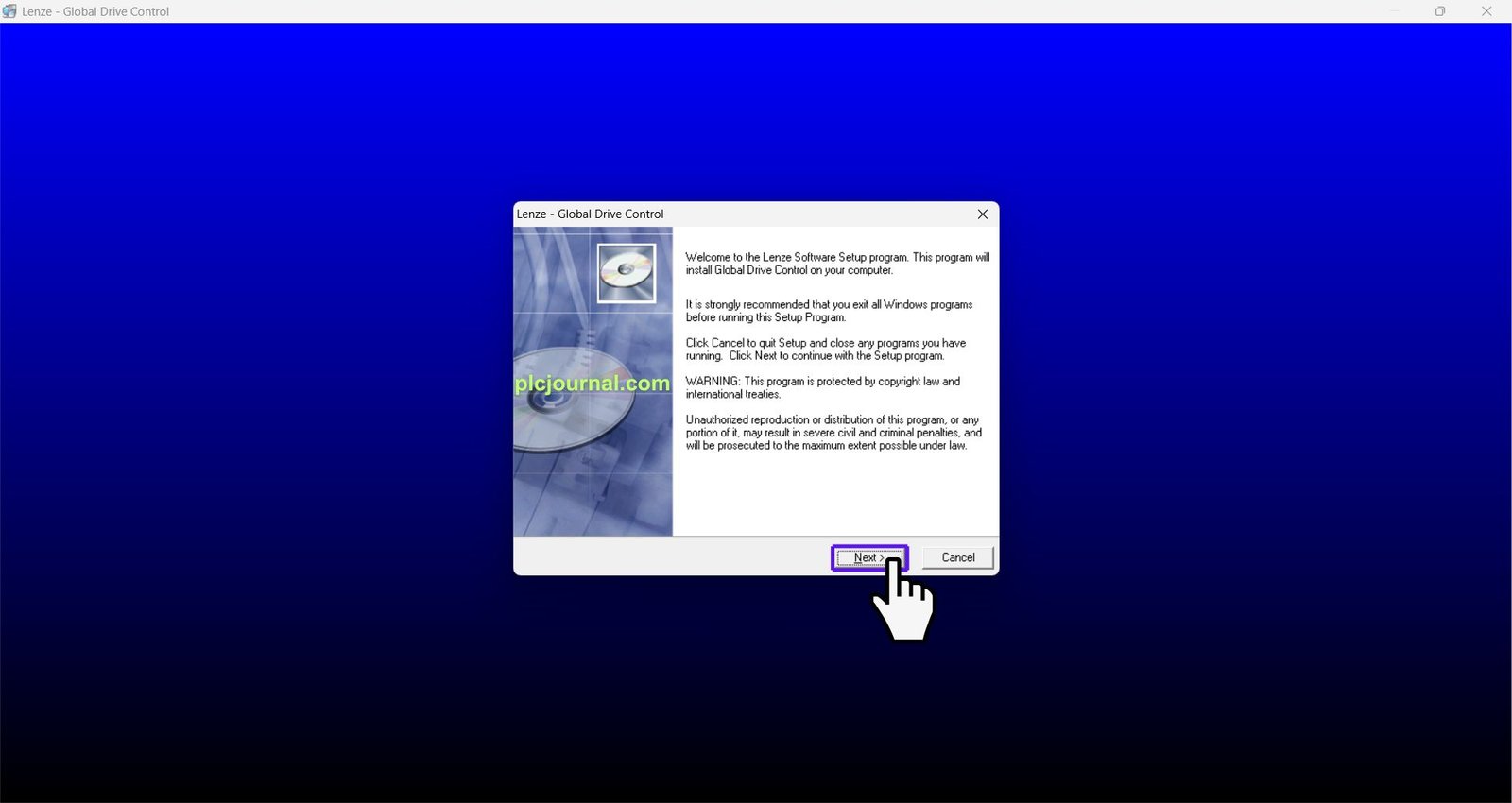 Run the InstallShield Wizard-Global Drive Control 4.14 LENZE Software