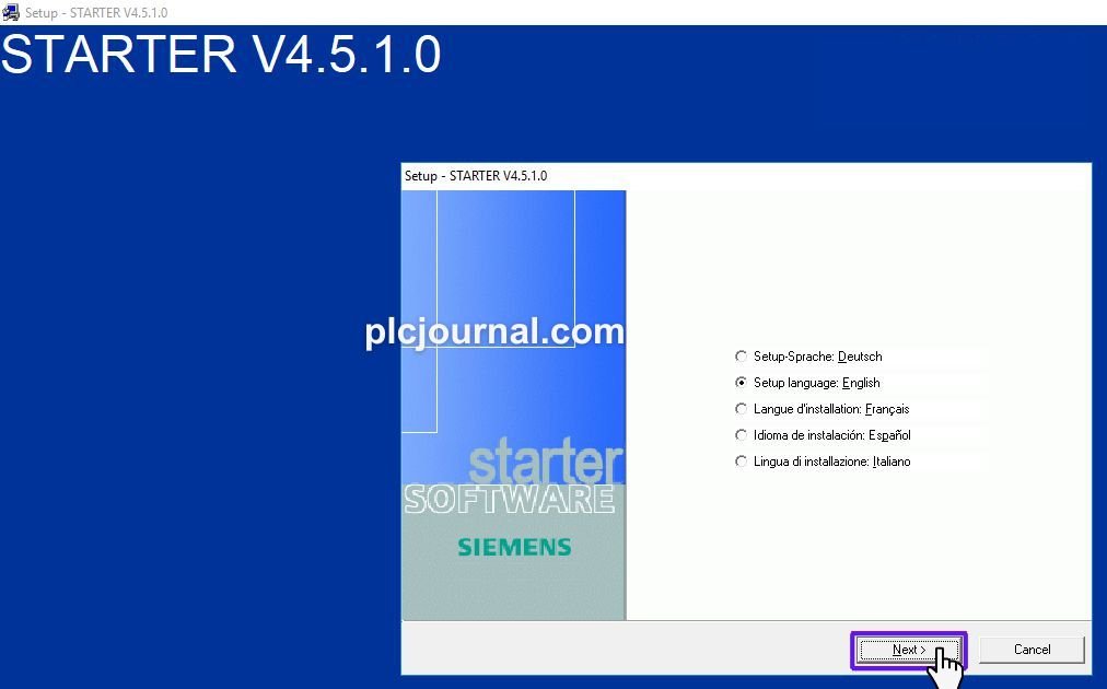 Sinamics Starter V4.5 SP1 Siemens-Choose Your Language